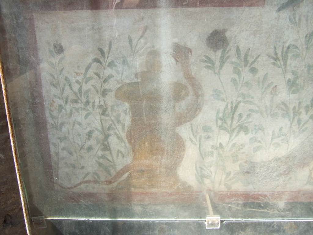 I.6.2 Pompeii. May 2006. Altar with small serpent, on the painted lararium.   