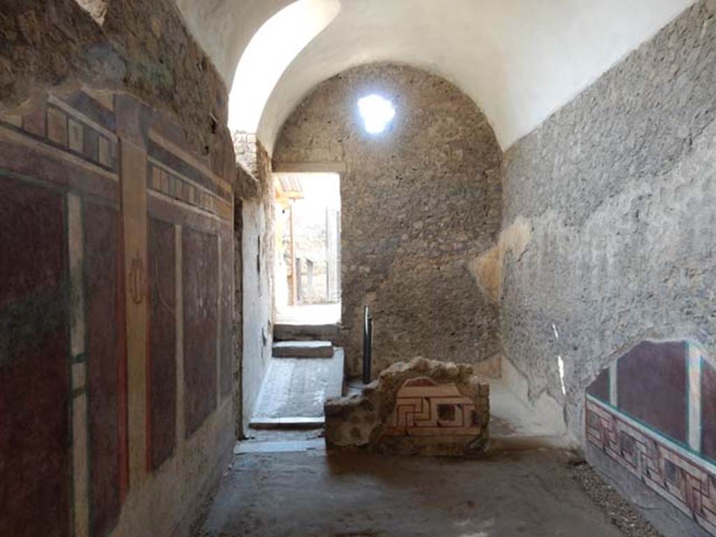 I.6.2 Pompeii. May 2016. Looking south along west wing at south end with doorway to baths� area at I.6.16. 
Photo courtesy of Buzz Ferebee.



