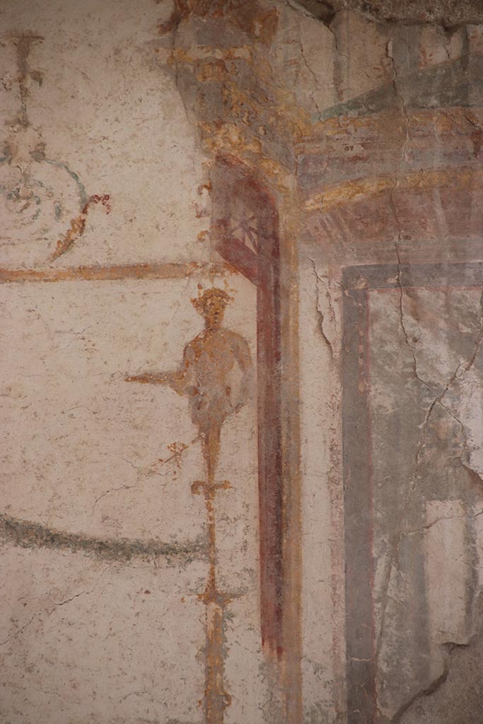 I.6.4 Pompeii. October 2024.
Room 5, detail of painted figure from upper east wall. Photo courtesy of Klaus Heese.