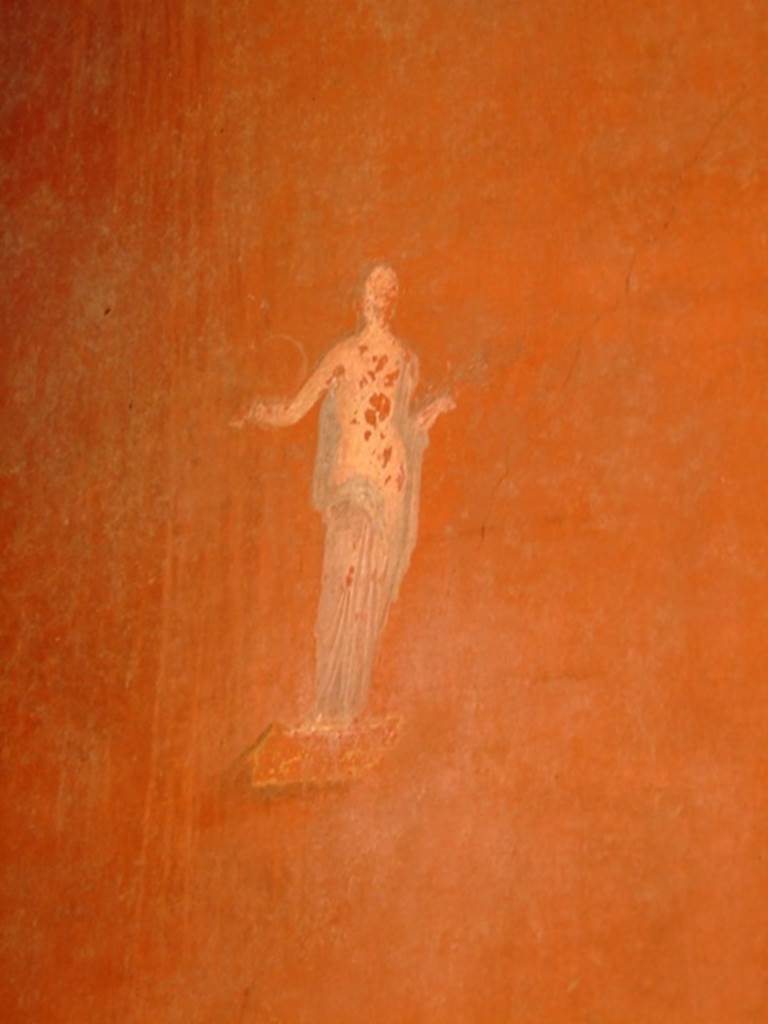 II.6.4 Pompeii. March 2009. Room 5, Detail of remains of painted figure on south wall, east end.