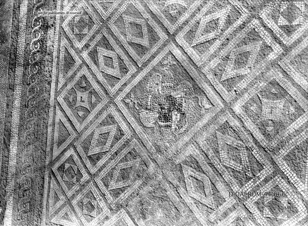 I.6.4 Pompeii. Before 1938. Room 11, mosaic floor part.
DAIR 41.666. Photo © Deutsches Archäologisches Institut, Abteilung Rom, Arkiv.
See Pernice, E. 1938. Pavimente und Figürliche Mosaiken: Die Hellenistische Kunst in Pompeji, Band VI. Berlin: de Gruyter, Taf. 25,6.