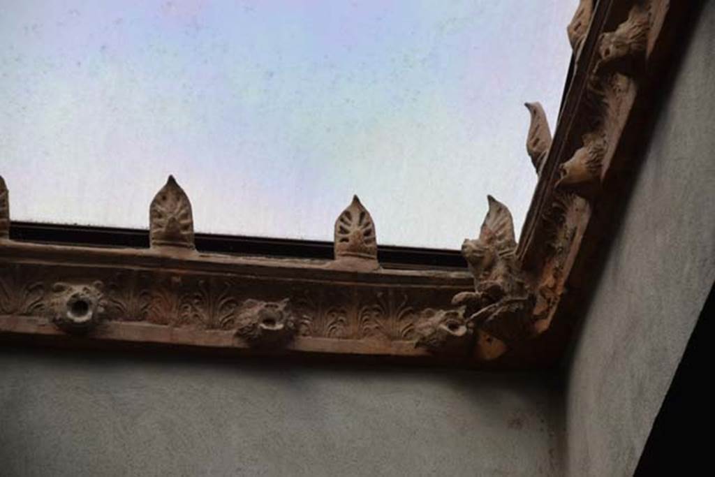 I.6.11 Pompeii. November 2014. Decorated compluvium above impluvium in atrium.
Photo courtesy of Marie Schulze.