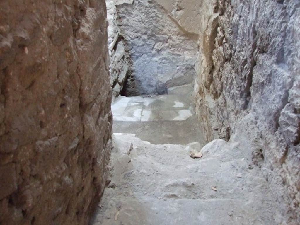 I.6.15 Pompeii. March 2009. Room 2, Stairs to upper floor with Latrine under in south west corner of Room 1.