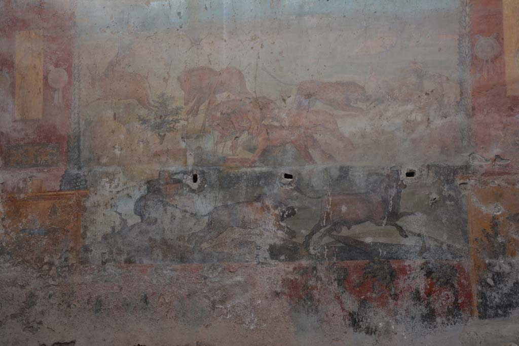 I.6.15 Pompeii. March 2019. Room 9, looking towards hunt painting on north wall.
Foto Annette Haug, ERC Grant 681269 DÉCOR