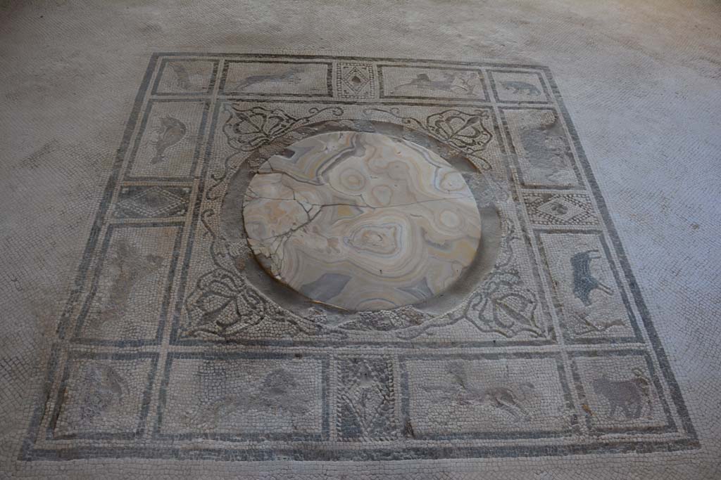 I.7.1 Pompeii. October 2019. Detail of mosaic emblema in centre of tablinum floor.
Foto Annette Haug, ERC Grant 681269 D�COR.
