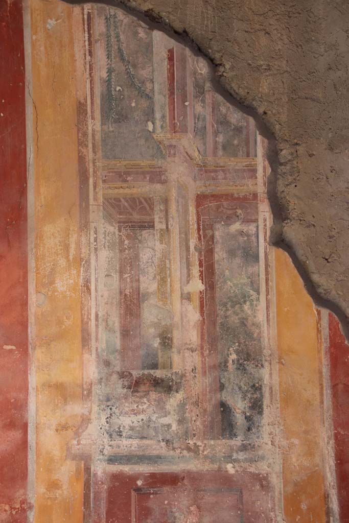 I.7.3 Pompeii. September 2017. Detail of painted decoration on west wall. 
Photo courtesy of Klaus Heese.

