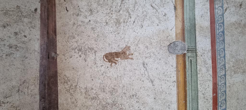 I.7.11 Pompeii. December 2023. Detail from west end of north wall. Photo courtesy of Miriam Colomer.

