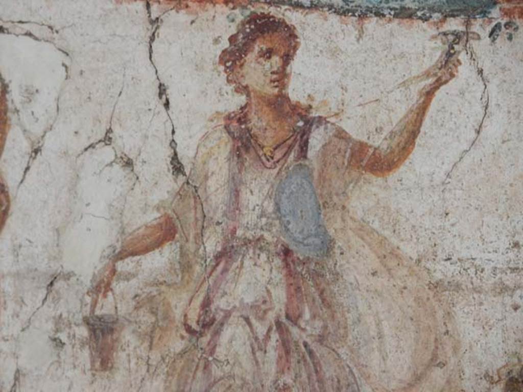 I.8.8 Pompeii. May 2015. Detail of Lar. Photo courtesy of Buzz Ferebee.