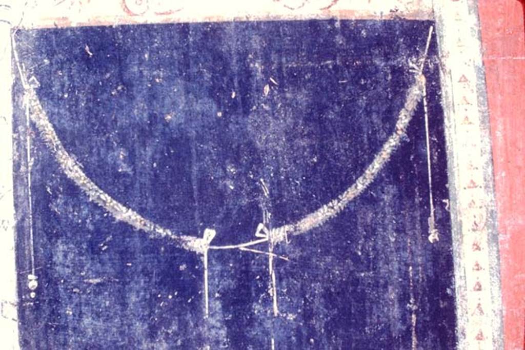 I.8.9 Pompeii, 1968. Room 7, detail from panel above painted plant on east wall of triclinium. Photo by Stanley A. Jashemski.
Source: The Wilhelmina and Stanley A. Jashemski archive in the University of Maryland Library, Special Collections (See collection page) and made available under the Creative Commons Attribution-Non Commercial License v.4. See Licence and use details.
J68f0606