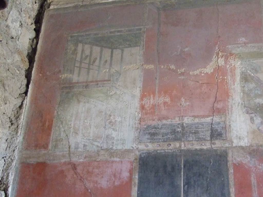 I.8.9 Pompeii. March 2009. Room 7. Triclinium. East wall. Upper level. Architectural painting at north end.