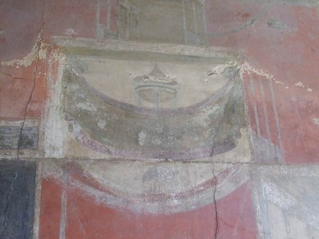 I.8.9 Pompeii. March 2009. Room 7. Triclinium. East wall. Upper level. Architectural painting at north end.