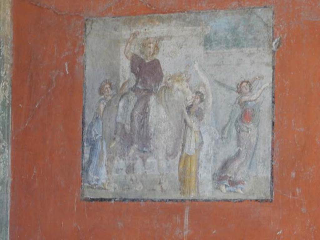 I.8.9 Pompeii. May 2015. Room 7, wall painting of Europa and the Bull from centre panel on east wall. Photo courtesy of Buzz Ferebee.