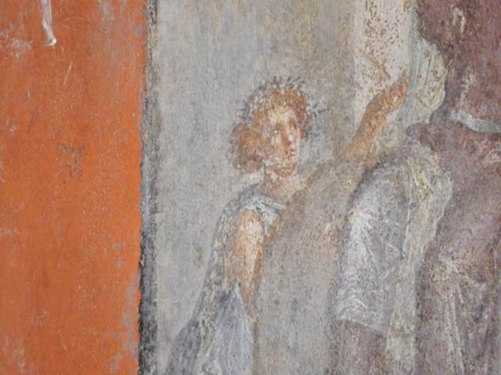 I.8.9 Pompeii. May 2015. Room 7, detail from wall painting of Europa and the Bull.
Photo courtesy of Buzz Ferebee.