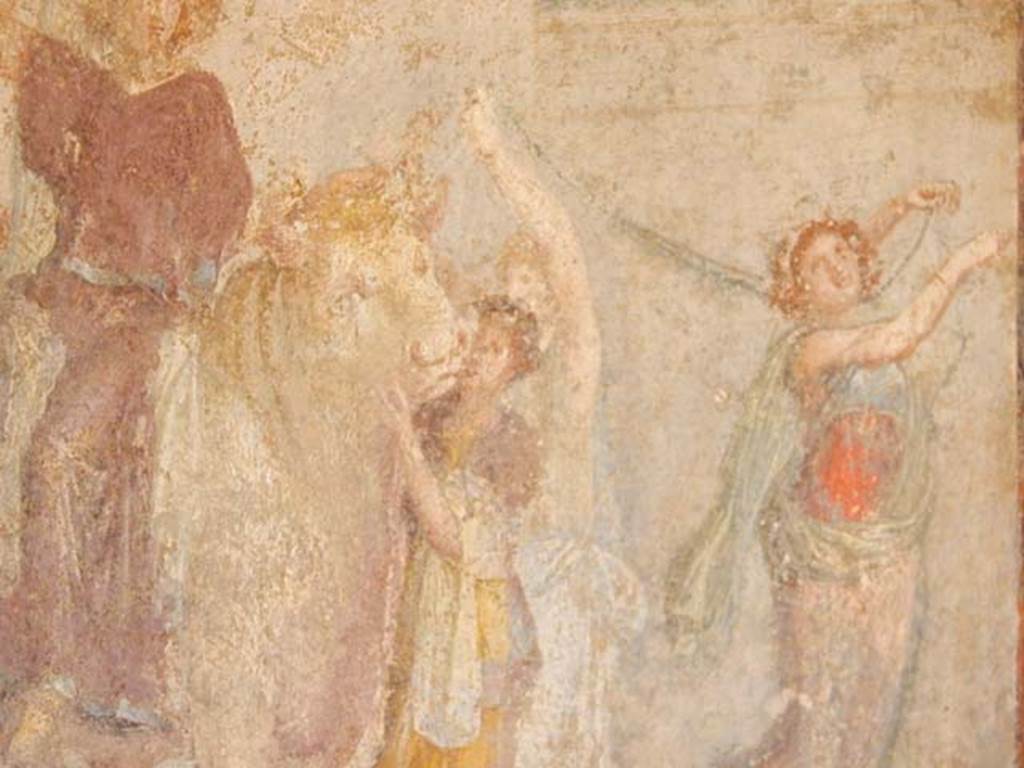 I.8.9 Pompeii. May 2015. Room 7, detail from wall painting of Europa and the Bull.
Photo courtesy of Buzz Ferebee.