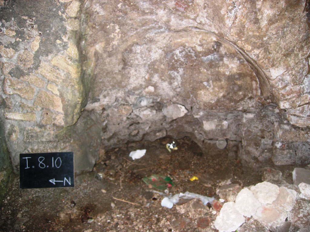 I.8.10 Pompeii. July 2006. Looking towards east wall and site of latrine in underground kitchen. Photo courtesy of Barry Hobson.