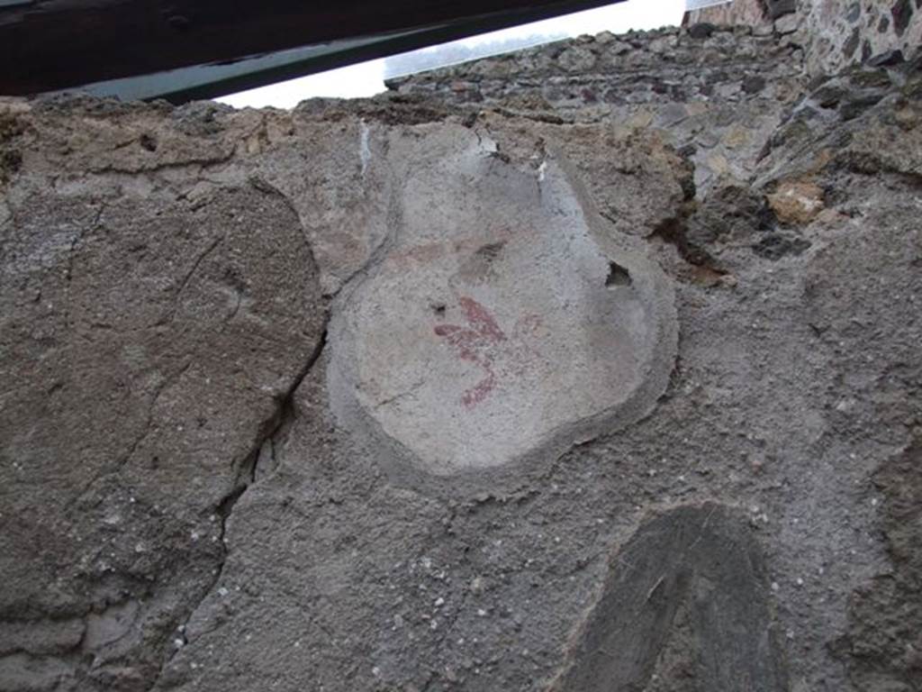 I.8.14 Pompeii. December 2007. Room 9, remains of painting of a bird, possibly from south end of west wall?.  