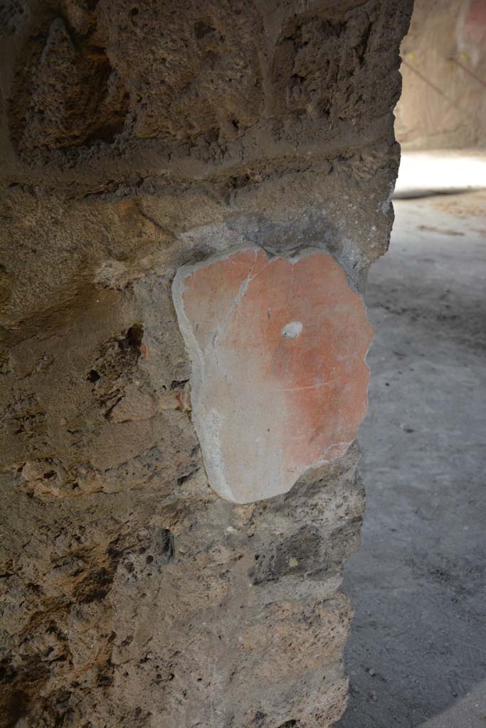 I.8.17 Pompeii. March 2019.
Room 9, remaining painted stucco from west side of doorway to room 10.
Foto Annette Haug, ERC Grant 681269 DÉCOR.