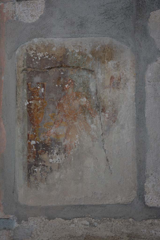 I.8.17 Pompeii. March 2019. Room 9, remaining west side of central wall painting.
Foto Annette Haug, ERC Grant 681269 DÉCOR.