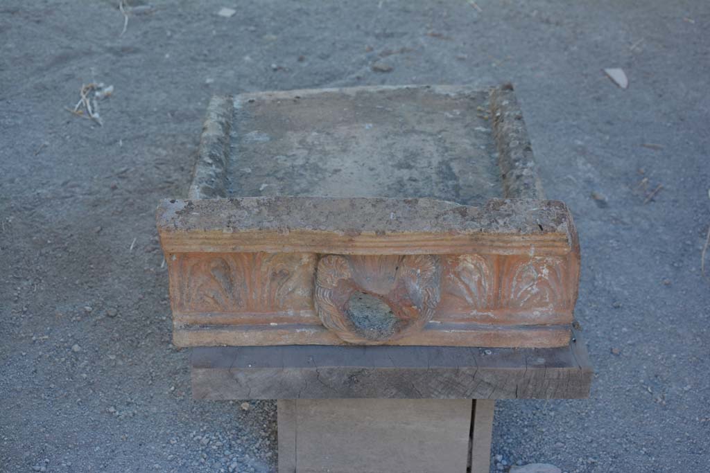 I.9.1 Pompeii. October 2019. Room 2, terracotta grondaia or waterspout.
Foto Annette Haug, ERC Grant 681269 D�COR.
