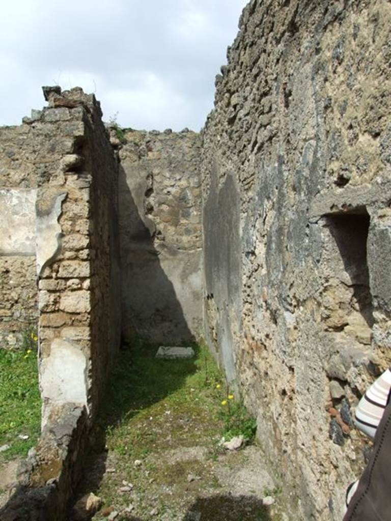 I.9.12 Pompeii. March 2009.  Room 5. Looking north from the east side of the peristyle garden, from outside the triclinium.