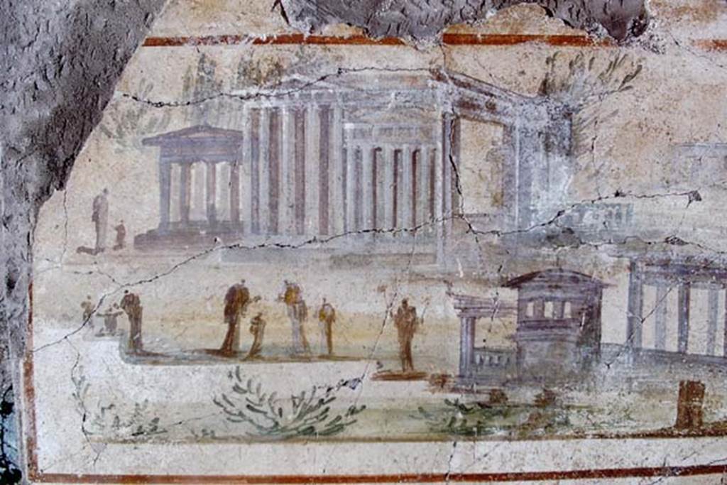 I.9.14 Pompeii., 1968. South end of landscape with three temples from upper west wall of garden area.  Photo by Stanley A. Jashemski.
Source: The Wilhelmina and Stanley A. Jashemski archive in the University of Maryland Library, Special Collections (See collection page) and made available under the Creative Commons Attribution-Non Commercial License v.4. See Licence and use details. J68f1433
