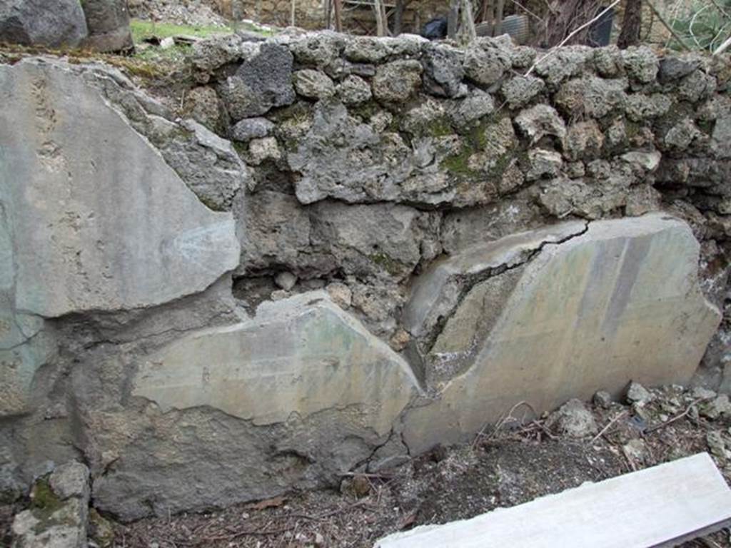 I.9.14 Pompeii. March 2009. Room 2, remains of garden painting on north garden wall.