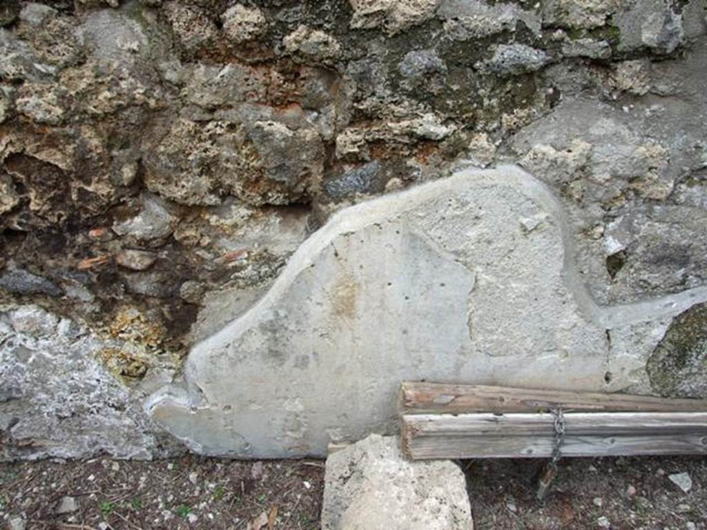 I.9.14 Pompeii. March 2009.  Room 2.  Remains of garden painting on north garden wall.