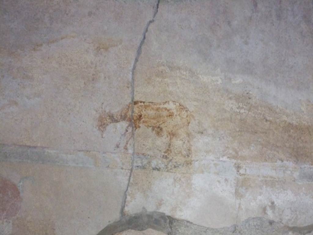 I.10.11 Pompeii.  March 2009.  Room 12.  Cubiculum.  East wall.  Upper part.  Painting of goat.