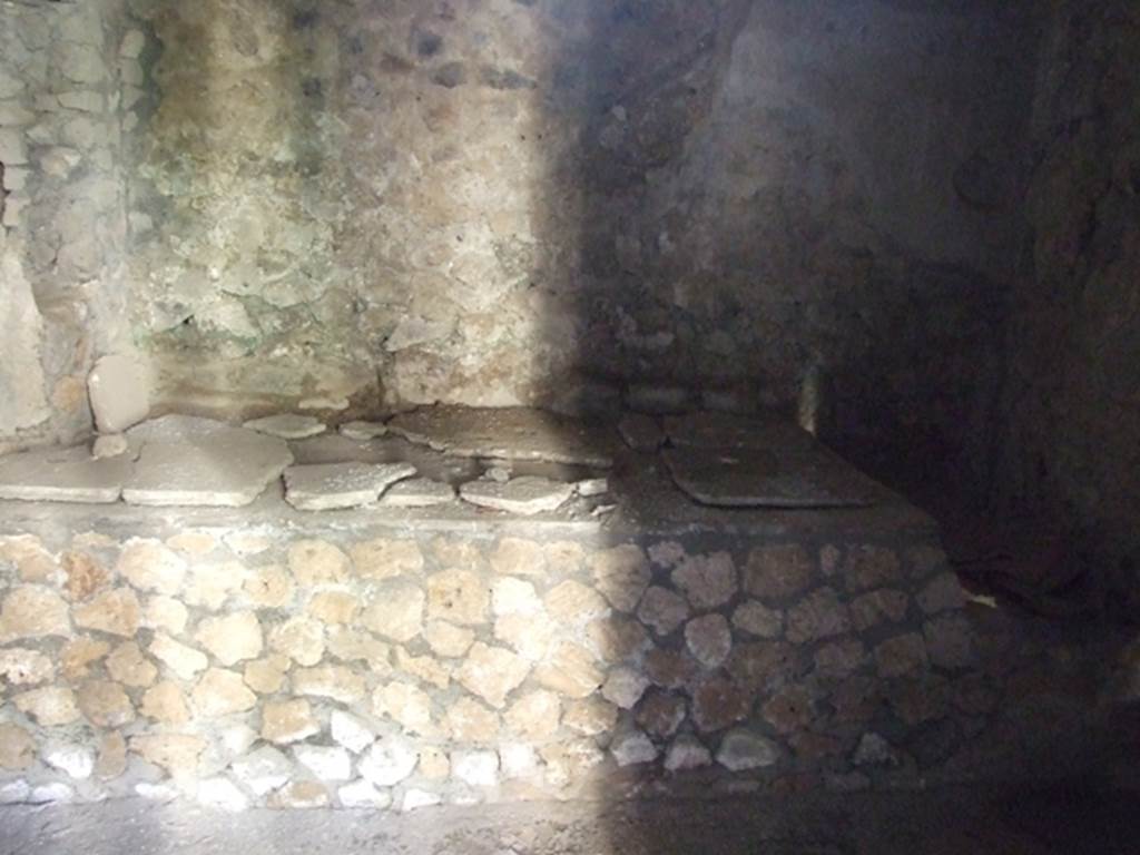 I.10.11 Pompeii. March 2009. Room 15, kitchen hearth against south wall.