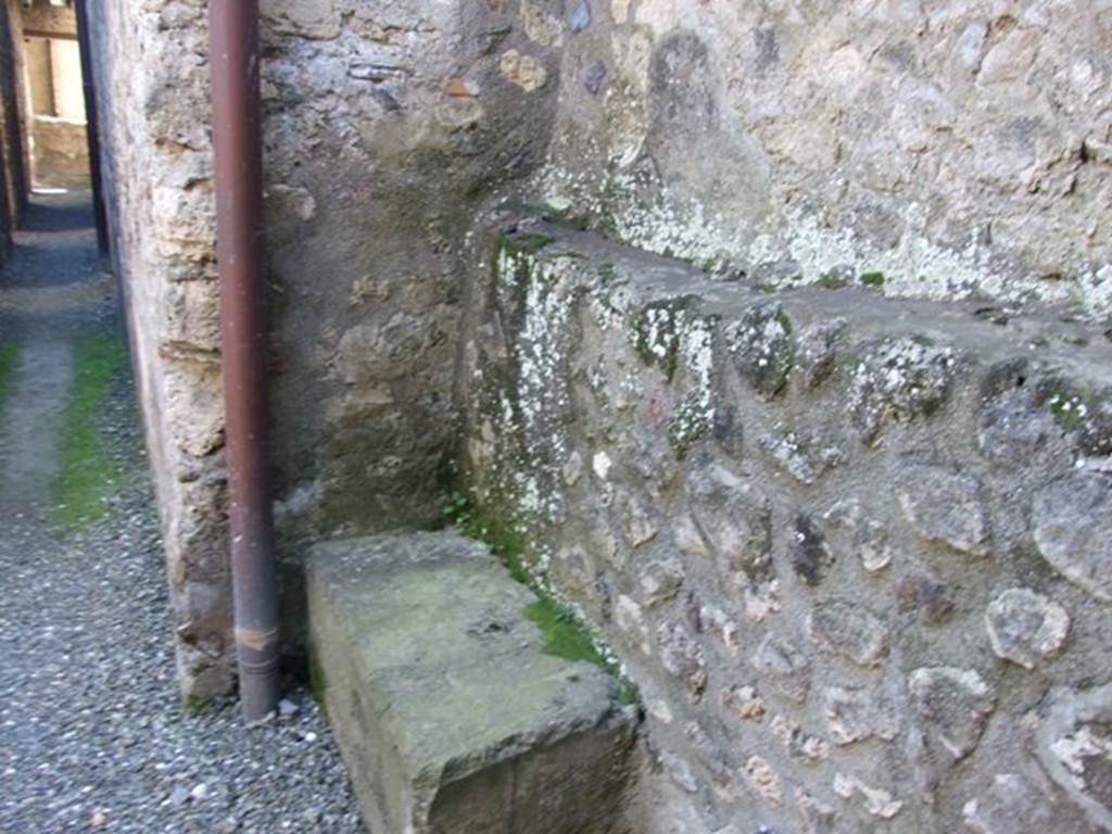 I.10.15 Pompeii.  March 2009.  Corridor outside room on north side of entrance.  Looking south.