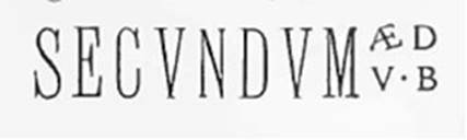 I.11.2 Pompeii. Two horizontally aligned graffito in red to Secundum and Caium Iulium Polybium.
According to Epigraphik-Datenbank Clauss/Slaby (See www.manfredclauss.de) these read

Secundum // aed(ilem) // v(irum) b(onum)      [CIL IV 7408]

C(aium) Iulium / Polybium aed(ilem) v(iis) a(aedibus) s(acris) p(rocurandis)      [CIL IV 7409]
