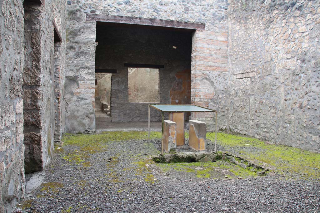 I.11.6 Pompeii. April 2014. Looking south across atrium and impluvium towards tablinum. Photo courtesy of Klaus Heese.
