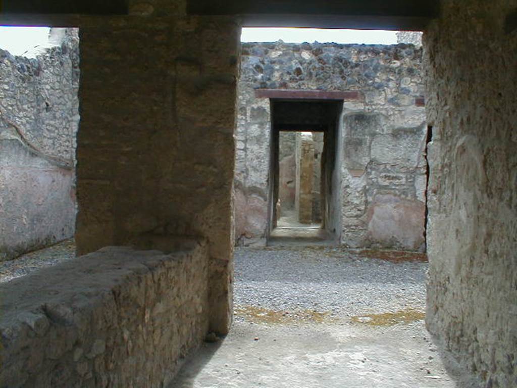 I.12.5 Pompeii. September 2004. Looking south across atrium to corridor leading to garden.
