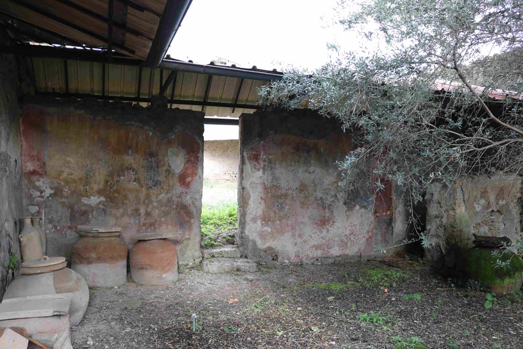 I.12.8 Pompeii. December 2018.
Room 9, looking north towards dolia in north-west corner of peristyle garden. Photo courtesy of Aude Durand.
