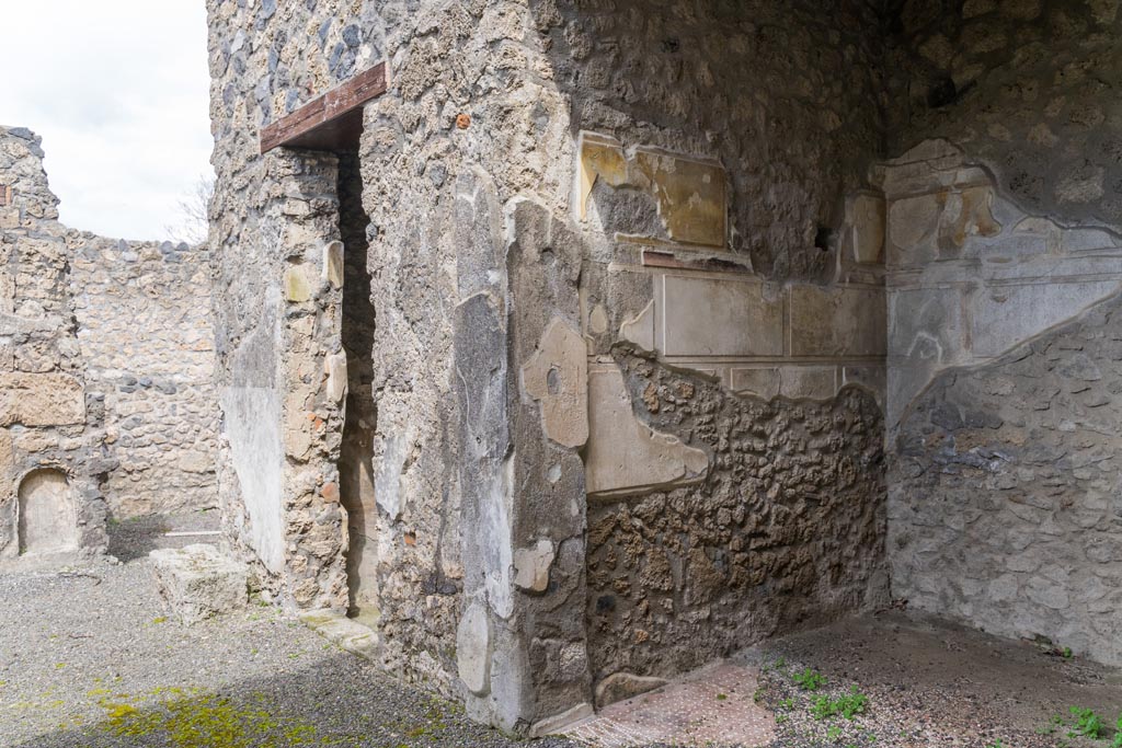 I.13.2 Pompeii. March 2023. Looking north along east side of atrium, with left (east) ala, on right. Photo courtesy of Johannes Eber.