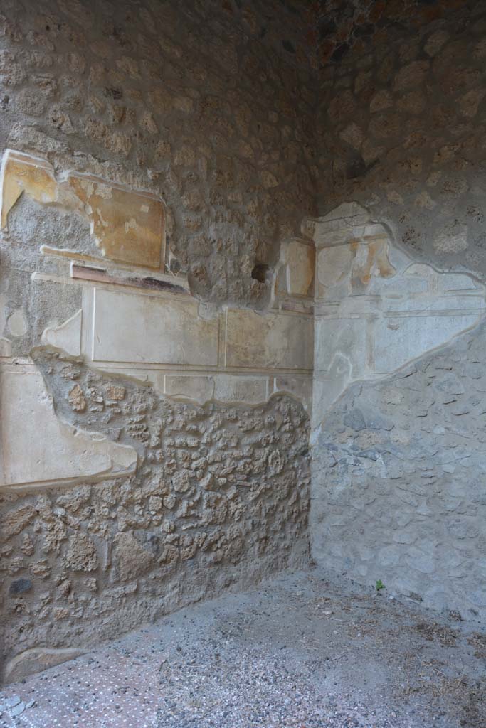 I.13.2 Pompeii. October 2019. Detail from north wall and north-east corner of left ala.
Foto Annette Haug, ERC Grant 681269 DÉCOR.
