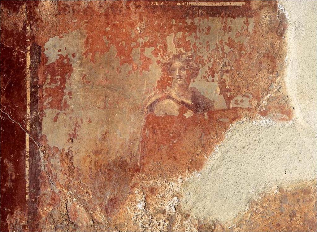 I.14.2 Pompeii. Room H, south wall. Fig. 164 — Vestiges du tableau d’Apollon citharède sur le mur sud de l’œcus (© CNRS-Christine Durand).
Voir Chapitre 2 : L’atelier de fabrication de nattes de la via di Nocera (I 14, 2) in Magali Cullin-Mingaud, 2010. La vannerie dans l'Antiquité romaine: Collection du Centre Jean Bérard 35. Paris. Centre Jean Berard, p. 129-171, fig. 164.
https://books.openedition.org/pcjb/706