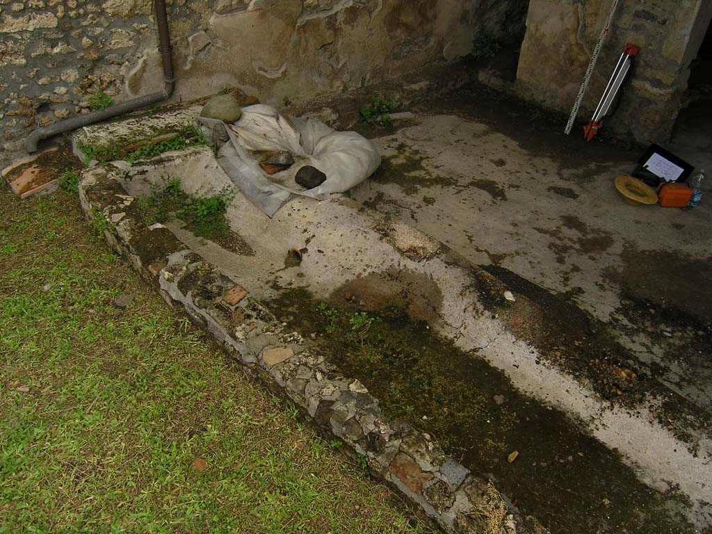 I.14.2 Pompeii. July 2008. Area L, basin and cistern mouth. West side, looking north. Photo courtesy of Guilhem Chapelin.