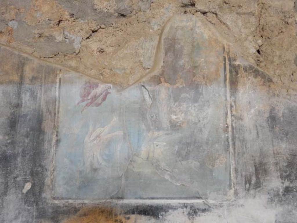 I.14.12, Pompeii. May 2018. Room 13, central painting of Perseus about to rescue Andromeda from the sea monster, on east wall of large triclinium. Photo courtesy of Buzz Ferebee