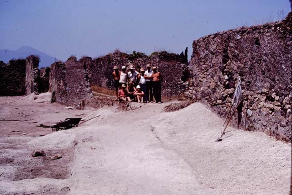 I.21.6 Pompeii. 1974. Work started in the south-east corner where a layer of lapilli had been left. Photo by Stanley A. Jashemski.
Source: The Wilhelmina and Stanley A. Jashemski archive in the University of Maryland Library, Special Collections (See collection page) and made available under the Creative Commons Attribution-Non Commercial License v.4. See Licence and use details. J74f0237