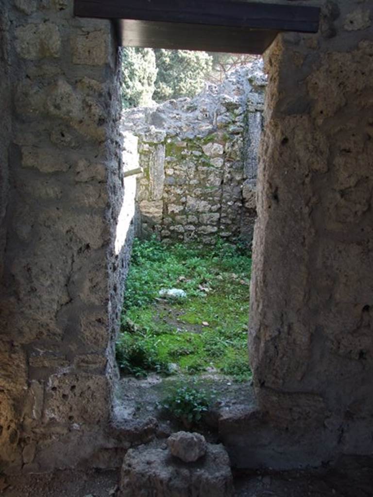 II.1.9 Pompeii. March 2009. Room 2, doorway in east wall of anteroom, leading to room 3.
