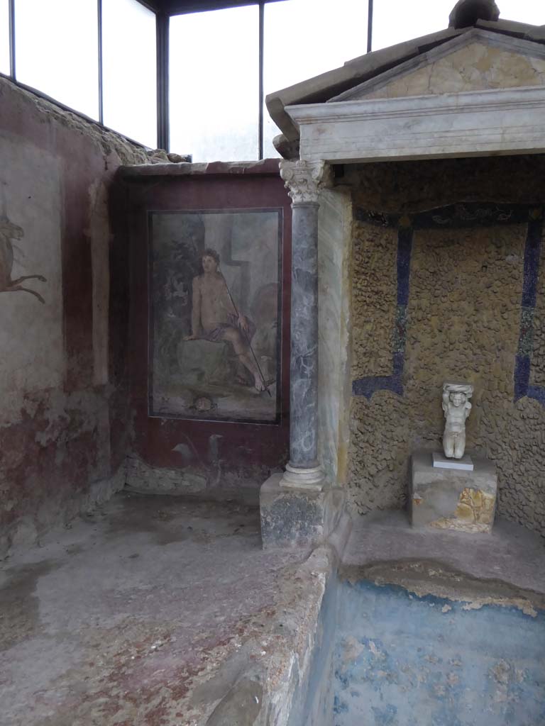 II.2.2 Pompeii. January 2017. 
Room “k”, painting of Narcissus on east wall in north-east corner oof summer dining room.
Foto Annette Haug, ERC Grant 681269 DÉCOR.
