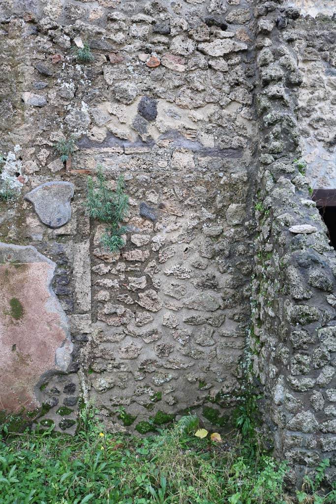 II.3.2 Pompeii. December 2018. 
Blocked doorway at west end of south wall. Photo courtesy of Aude Durand.
