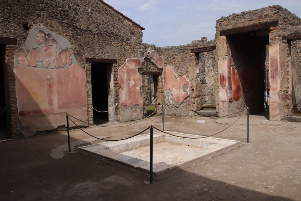 II.3.3 Pompeii. May 2024. Room 2, looking across impluvium in atrium towards north-west corner. Photo courtesy of Klaus Heese.

