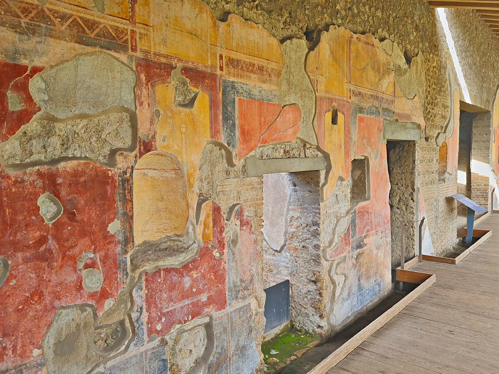II.4.6 Pompeii. March 2024. Looking north along west wall of portico, at south end. Photo courtesy of Giuseppe Ciaramella.