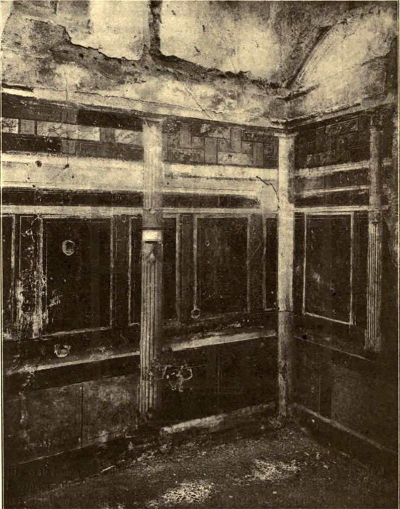 III.2.1 Pompeii. c. 1915. Room 4, looking towards north-west corner of cubiculum. 
See Notizie degli Scavi di Antichità, 1915, (p.418, fig.2).
