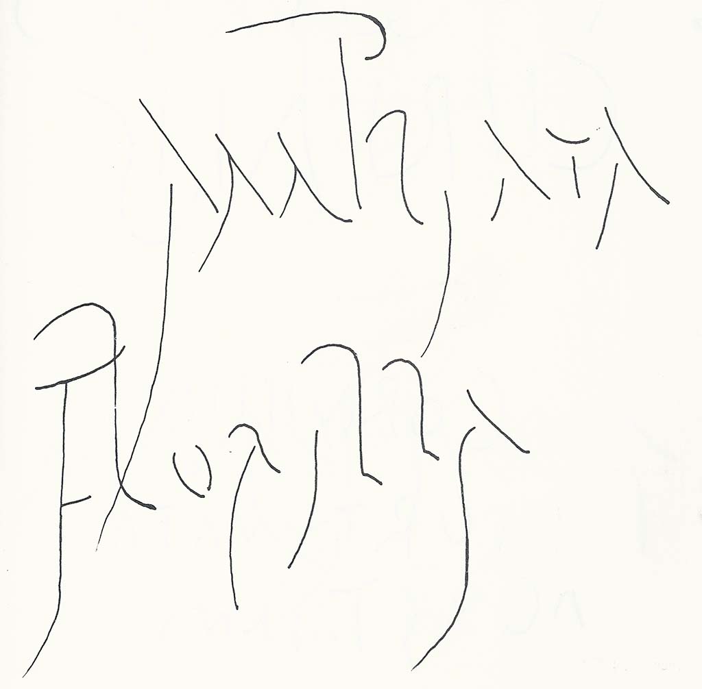 III.4.d Pompeii. 10th May 1961. Drawing of the inscription found on the left of the entrance, on the zoccolo in red

A sinistra entrando, sullo zoccolo in rosso:

AMPLIATA
FLORILLA          [Giordano and Casale no. 106]

See Giordano, C. & Casale, A. Iscrizioni Pompeiane Inedite scoperte tra gli anni 1954-1978: Atti Acc Pont NsS 39, 1990 (1991), p. 298, p. 307, no. 106.
