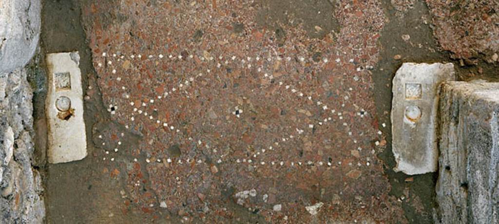 V.1.18 Pompeii. c.2005-2008.
Doorway threshold in corridor “m’ ”, leading to large triclinium room “m” on north side of corridor.
Photo by Hans Thorwid.
Photo courtesy of The Swedish Pompeii Project.