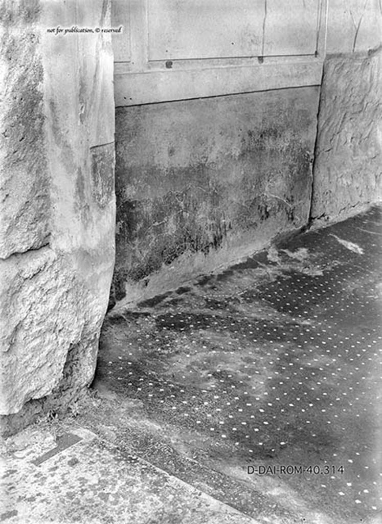 V.2.h Pompeii. 1938 photo of the mosaic floor of cubiculum �g�.
DAIR 40.314. Photo � Deutsches Arch�ologisches Institut, Abteilung Rom, Arkiv. 
See http://arachne.uni-koeln.de/item/bauwerksteil/3379

