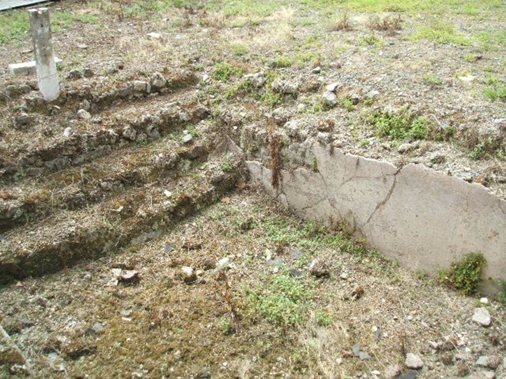 V.2.i Pompeii. May 2005. Room 12, looking north-west across swimming pool in garden area, with steps at west end.